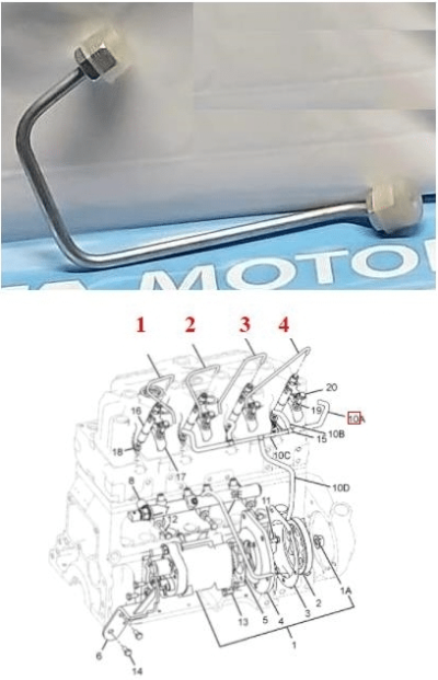 PER SAFARI 3.0 DICOR : TUBO CARICO INIETTORE n° 2 - COD-M0100-40C